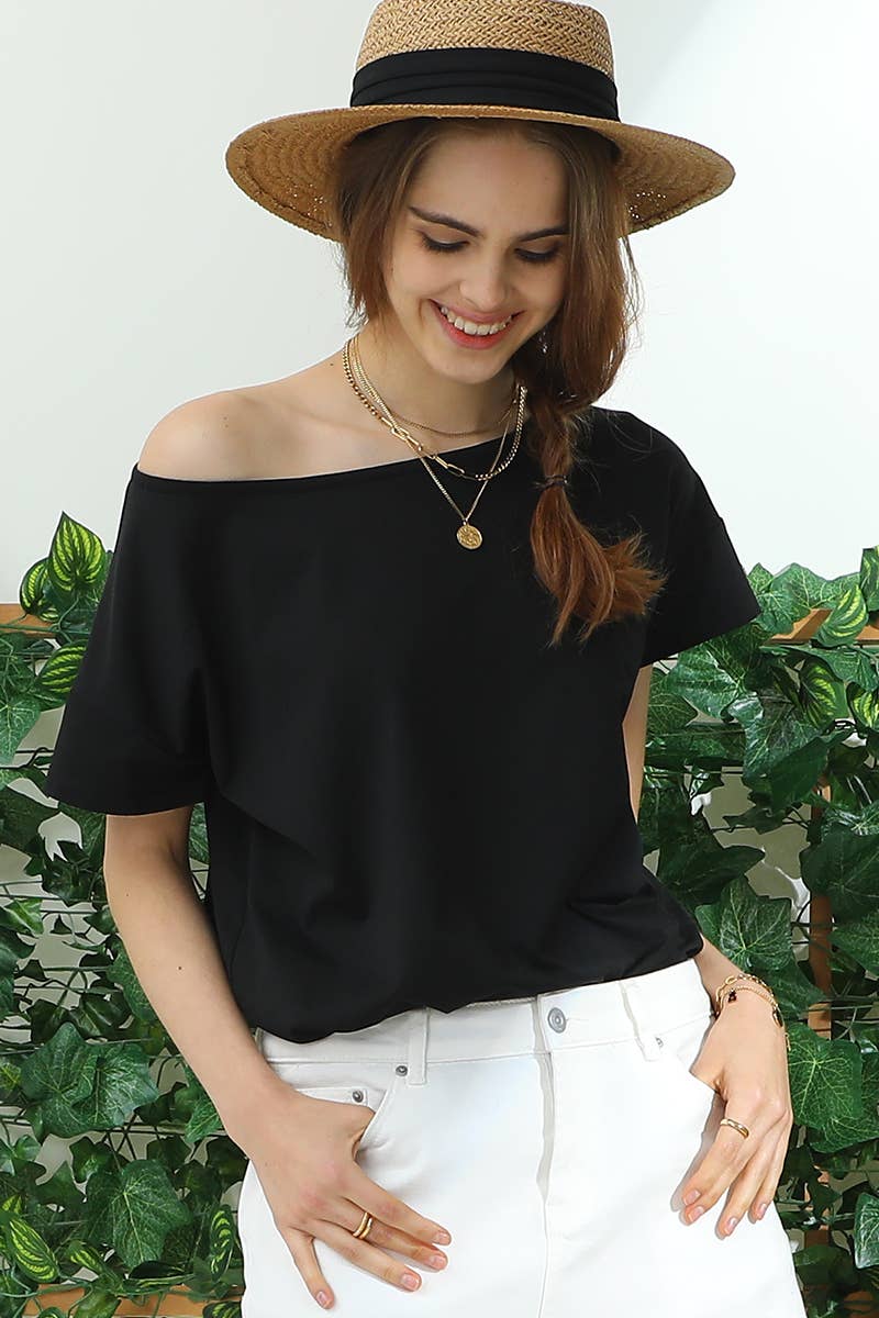 CWTTS701_ROUND NECK SHORT SLEEVE T SHIRT TUNIC TOP