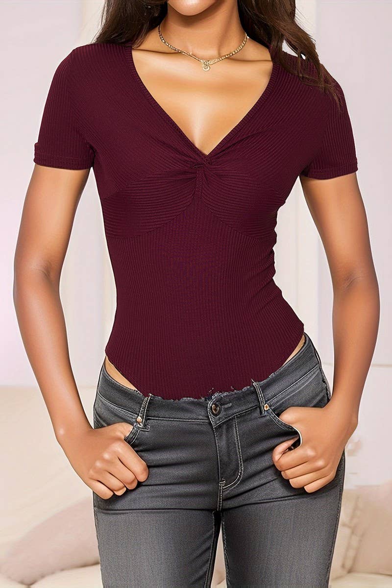 CWSBSS0050_SEXY SLIM FIT KNOT FRONT RIBBED BODYSUIT