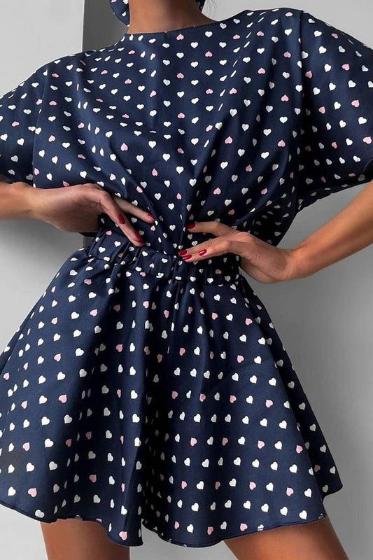 CWSPJ0381_KNITTED HEART PRINT PAJAMAS TWO-PIECE SET