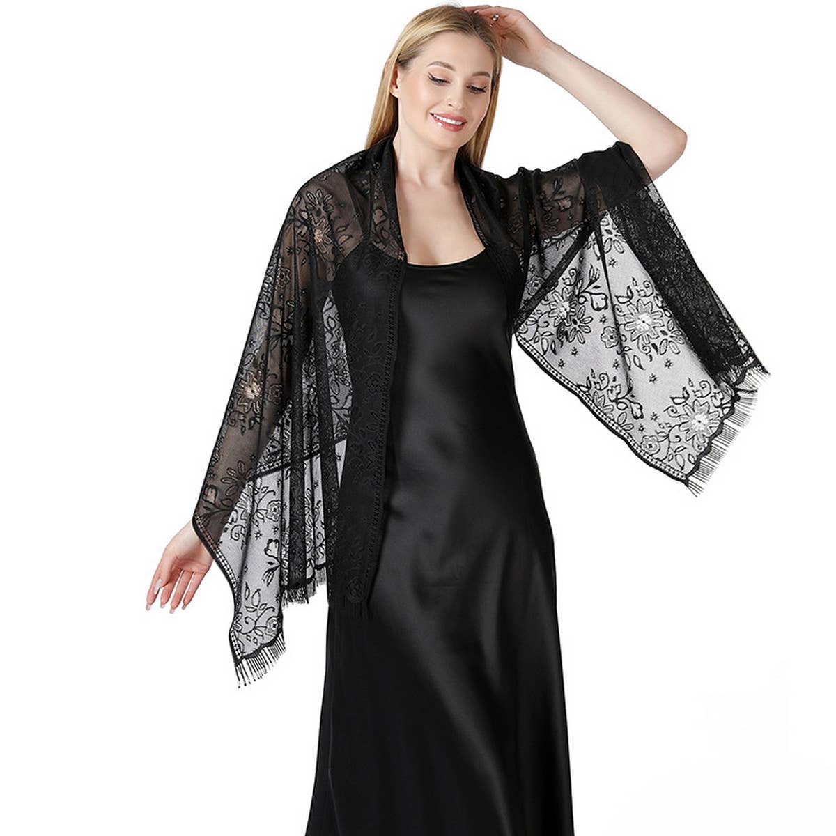 Floral Lace Tie-Dye Shawl ? Bridal Evening Wrap