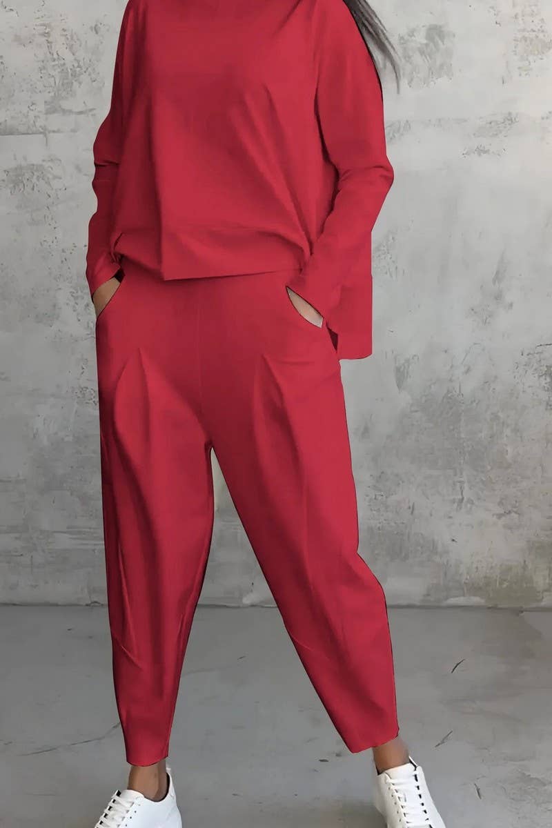 CWSS01308_IRREGULAR SWEATSHIRT AND HAREM PANTS SET