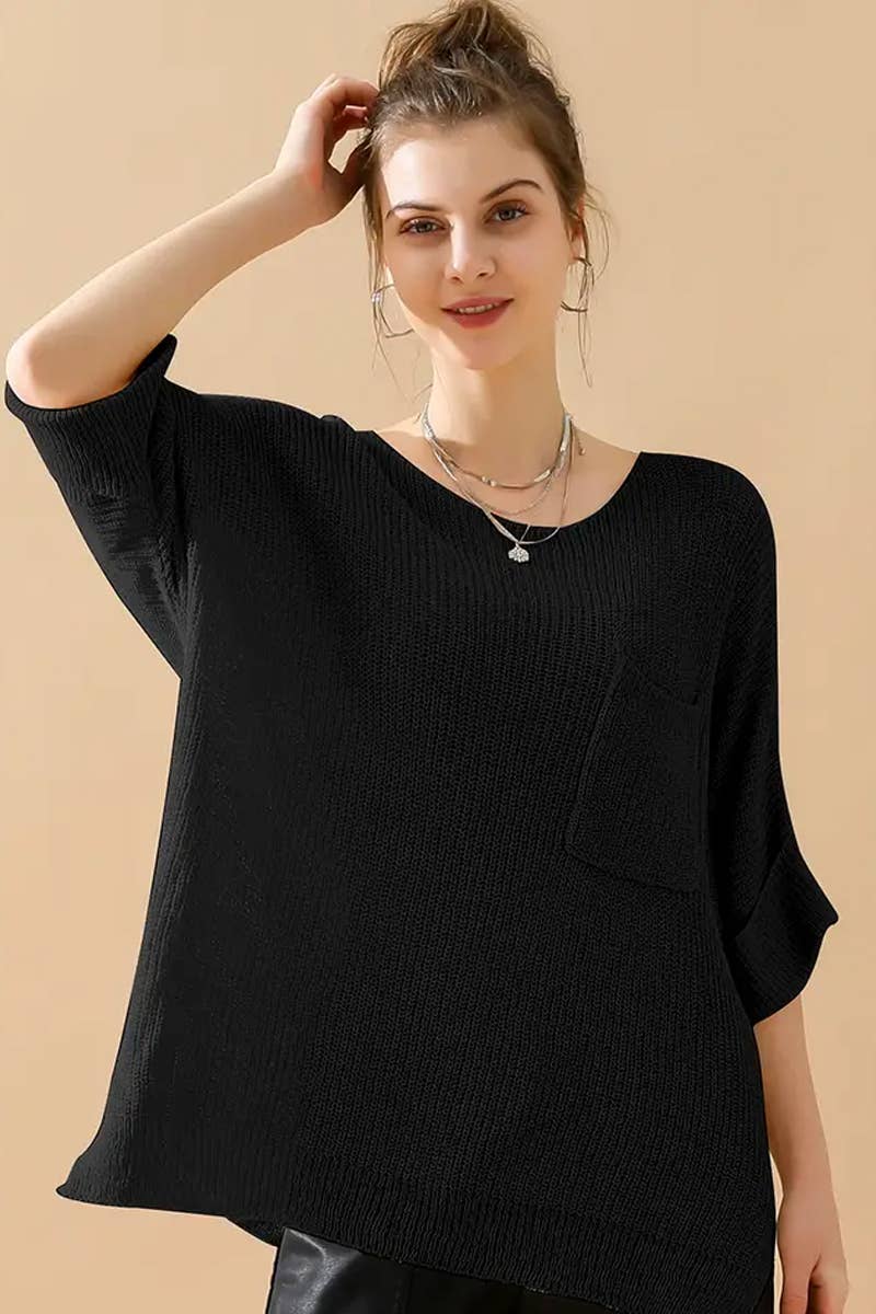 CWTTL1997_LOOSE SOLID COLOR FASHIONABLE PULLOVER SWEATER