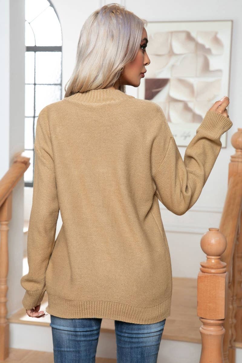 CWOSWL6427_DESIGN SENSE BUTTON LONG SLEEVE SWEATER