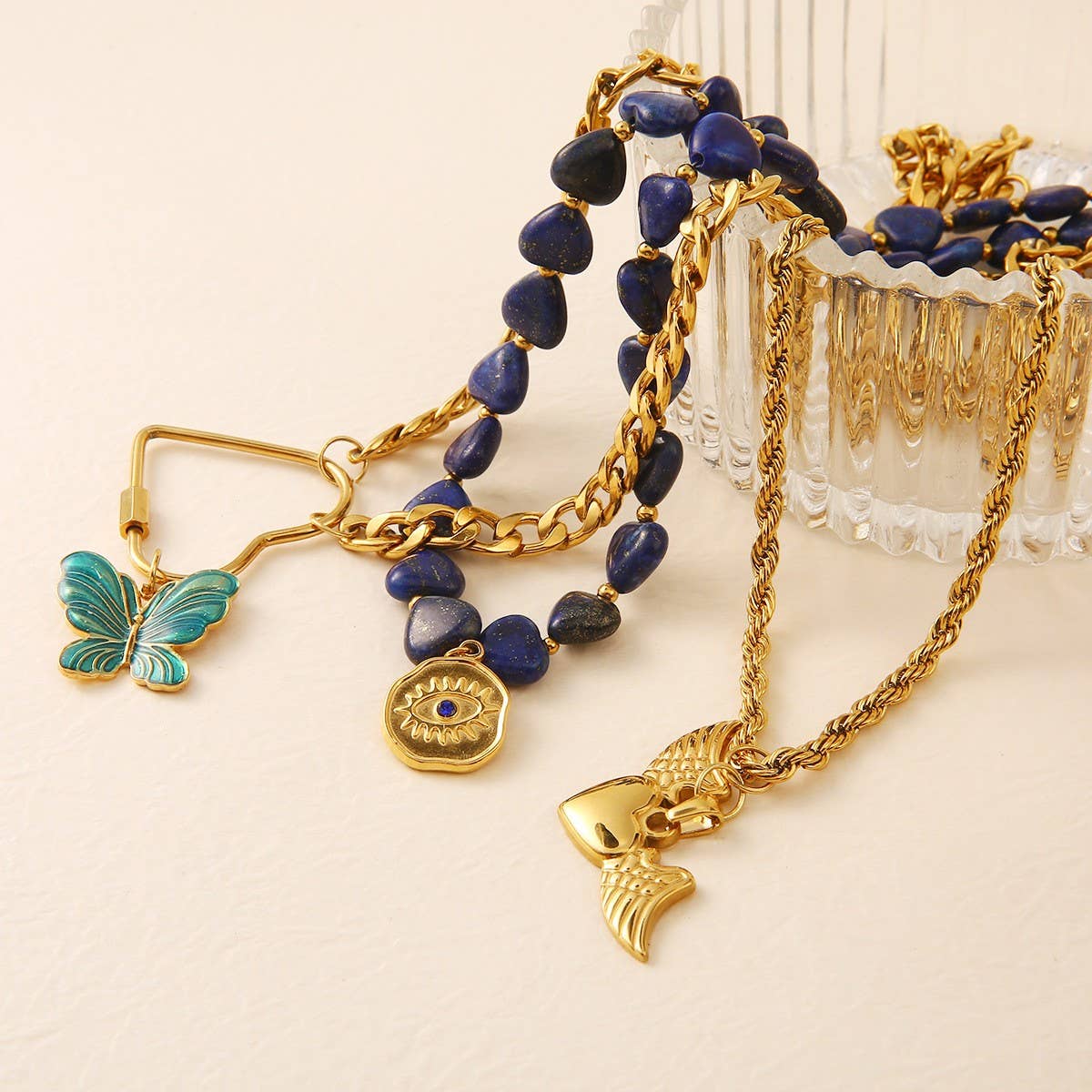 Bold Cuban Chain Necklace with Angel Wings_CWMM8865