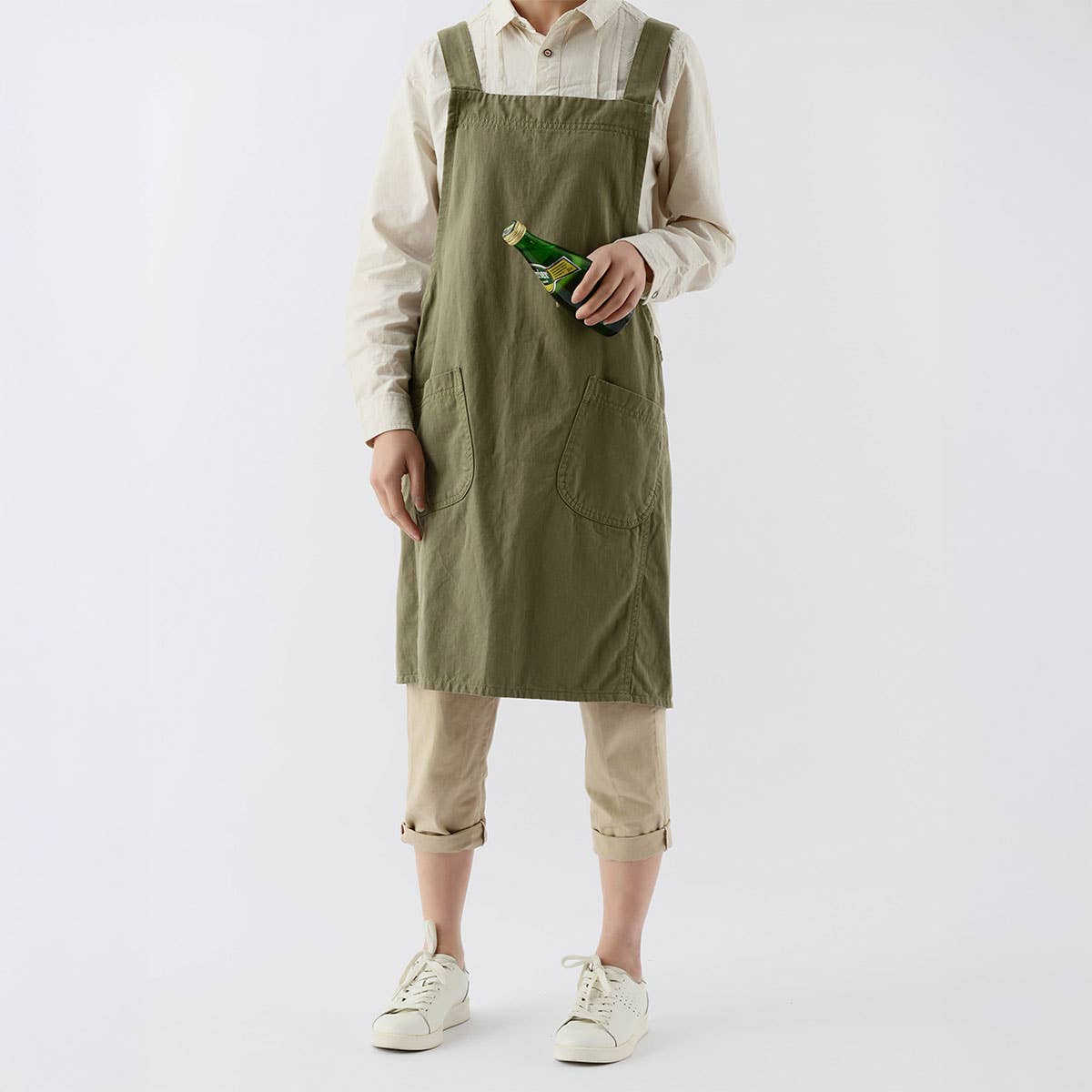 Waterproof Solid Color Linen Aprons with pockets