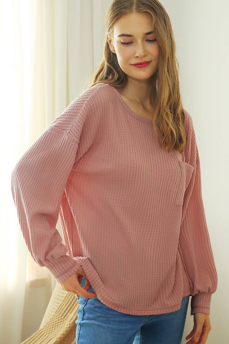 CWTTL1497_PLUS-R NECK SHIRING CUFF SWEATER KNIT TOP