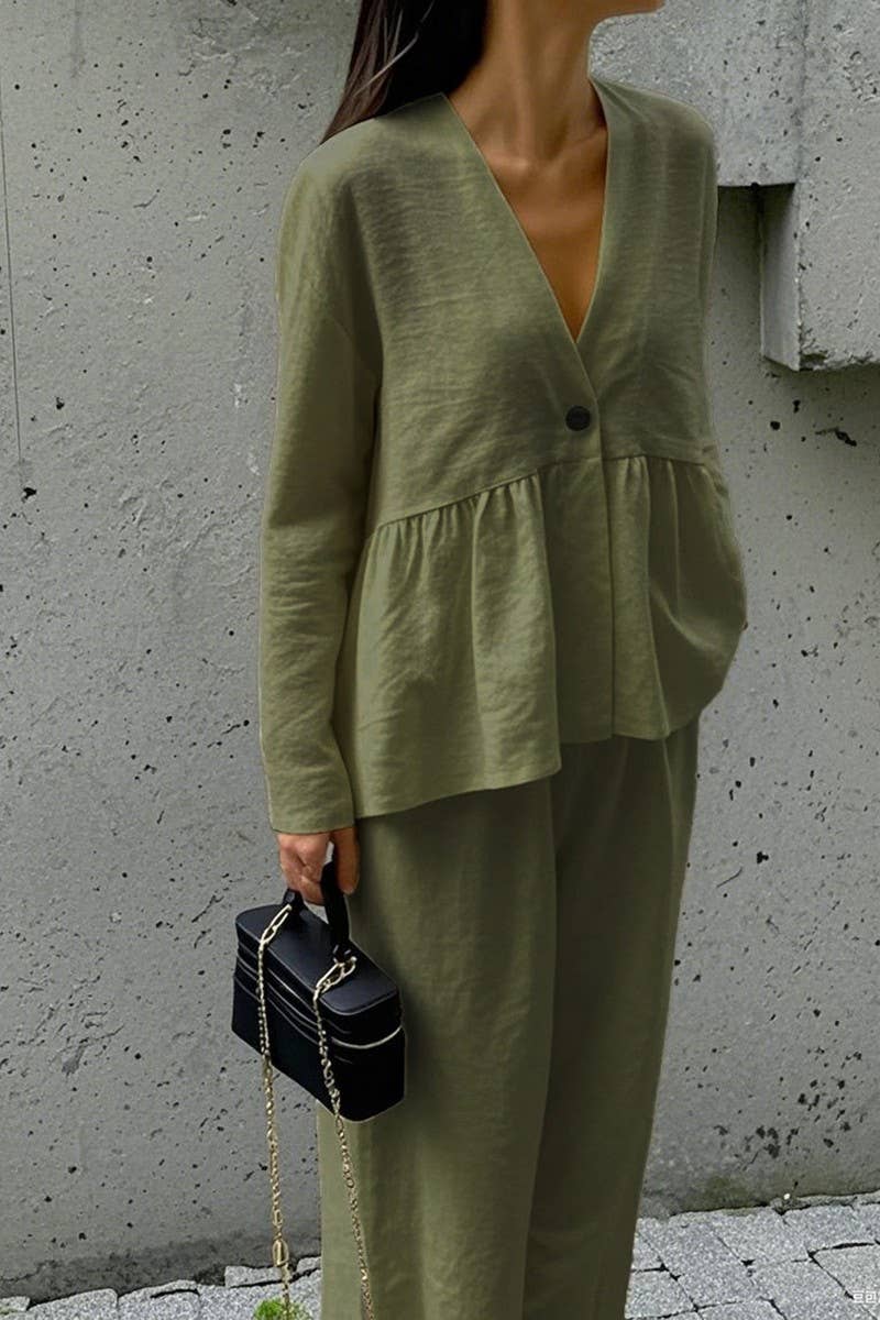 CWSTB00448_CASUAL LONG SLEEVE TEE AND STRAIGHT PANTS SET