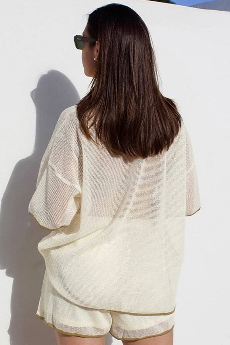 CWSTB347_SOLID COLOR SEE-THROUGH LAPEL CASUAL SUIT