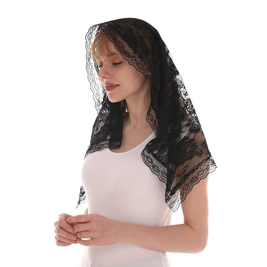 BRIDAL LACE HEADSCARF SHAWL SINGLE LAYER VEIL_CWMM1985