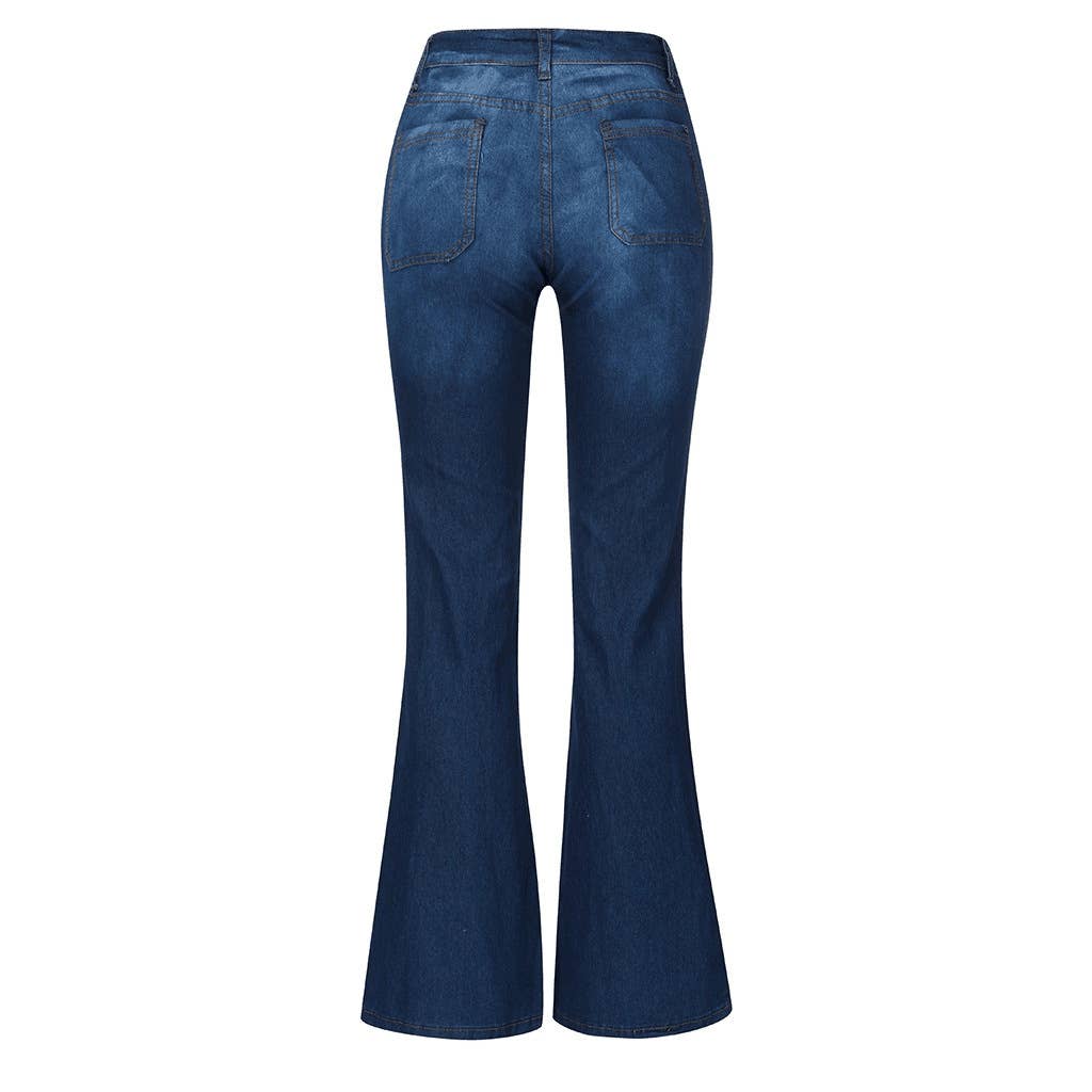 Breasted flared flared high-bounce slim jeans
