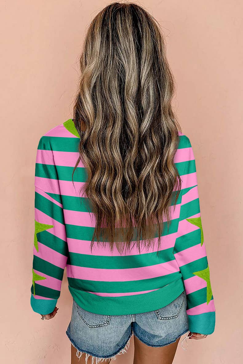 CONTRASTING COLORS STRIPED PATCHWORK HOODIE