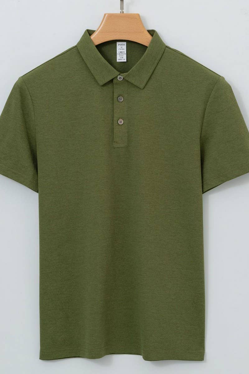 CWTTS1034_SOLID COLOR CASUAL SHORT SLEEVE MEN POLO SHIRT