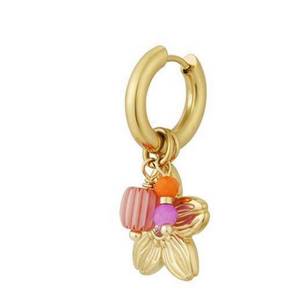 Fashion Flower Gold Stainless Steel Stud Earrings_CWAJE4992