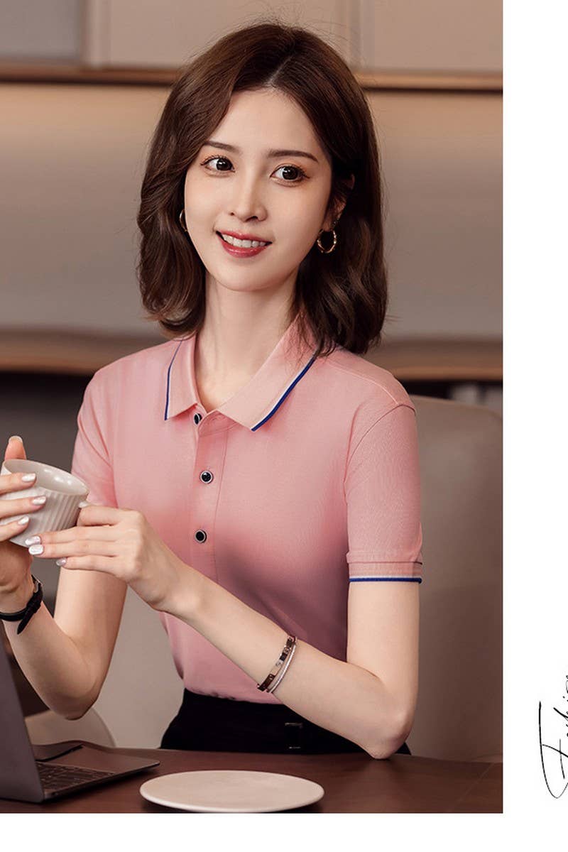 CWTBLS02458_BREATHABLE SHORT SLEEVE CASUAL TEE FOR WOMEN