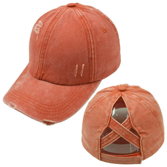 Cross ponytail baseball cap visor retro peaked cap CWAH1220
