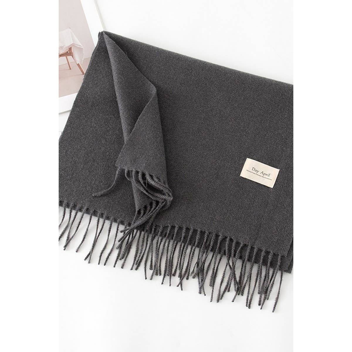 CWASC1482_SOLID COLOR MEDIUM-LENGTH WARM SCARF SHAWL NECK