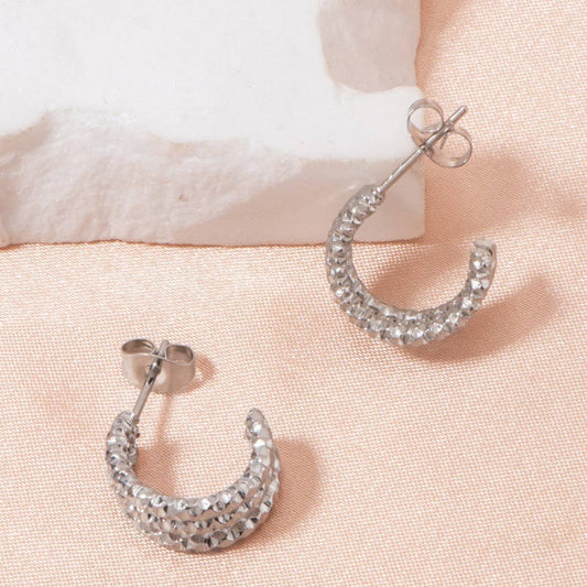 VINTAGE MULTI-LAYER C-SHAPED TITANIUM STEELEARRINGS