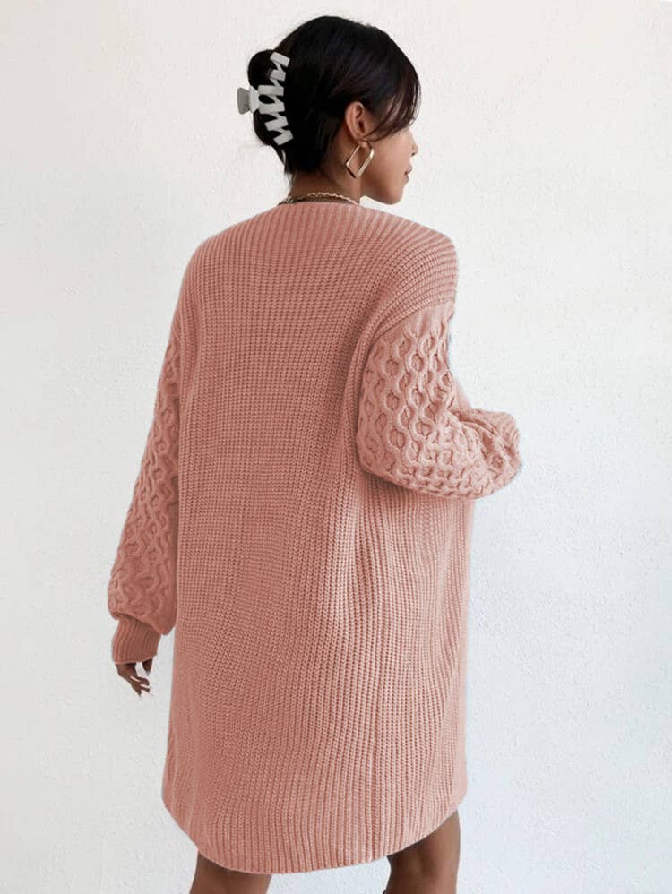 DIAMOND SHAPE LOOSE FASHION LONG CARDIGAN