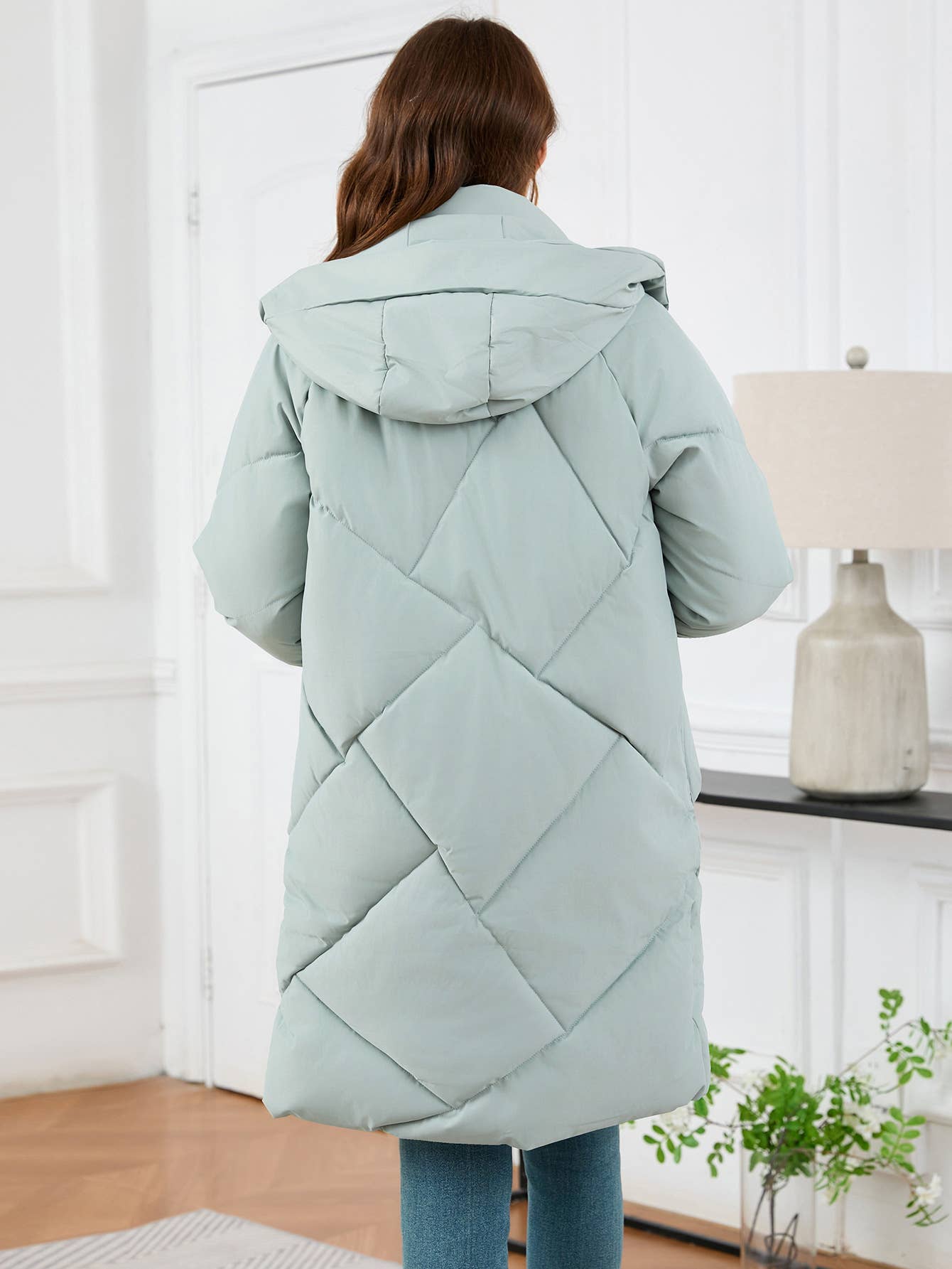 Cap keep warm medium length cotton-padded coat