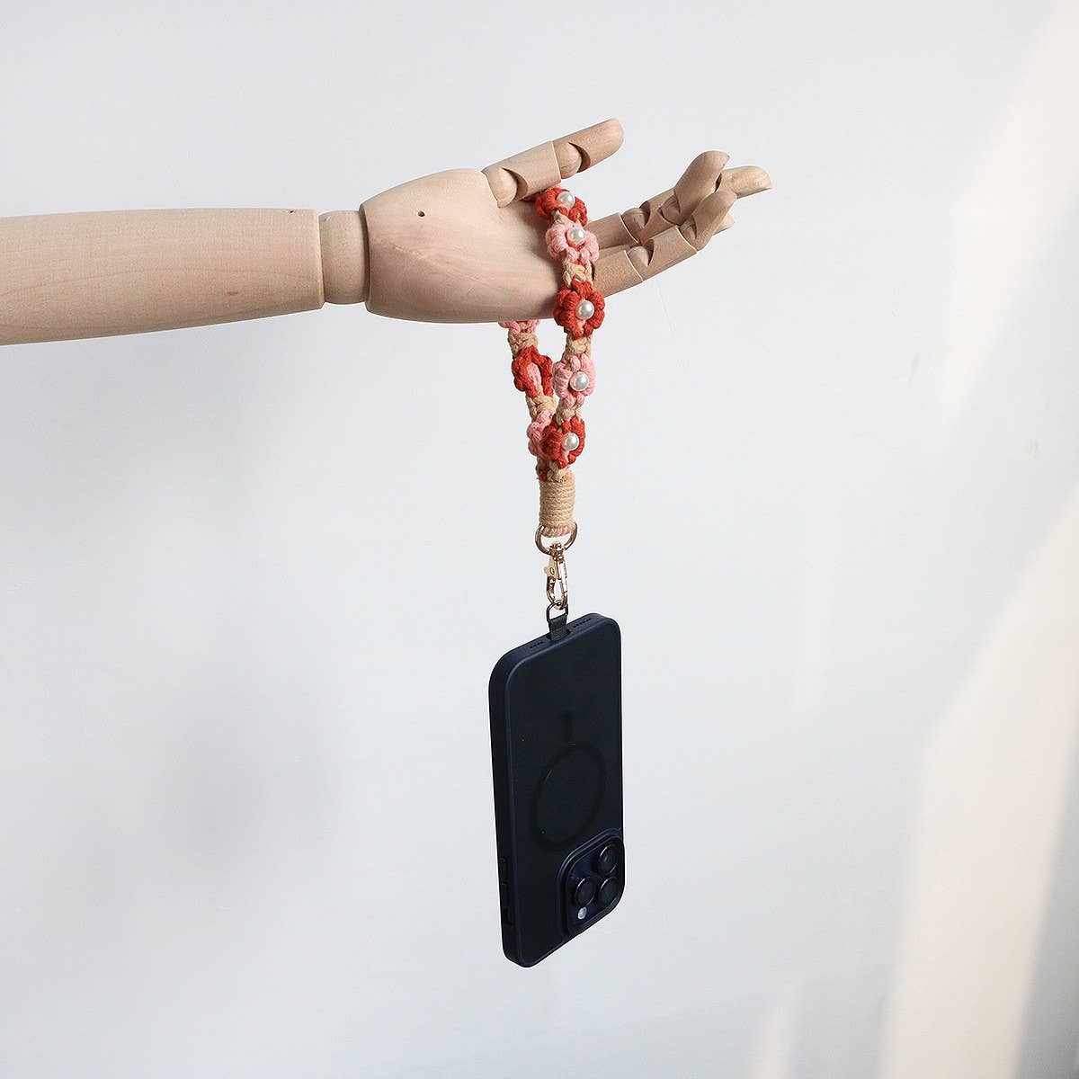NEW PEARL FLOWER COTTON ROPE KEYCHAIN