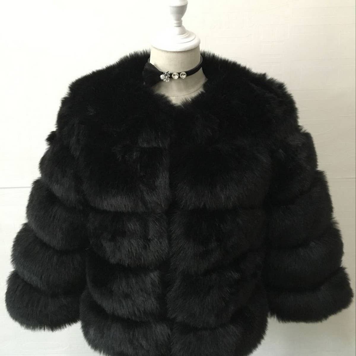 Faux Fur Short Coat for Women Long Sleeve
