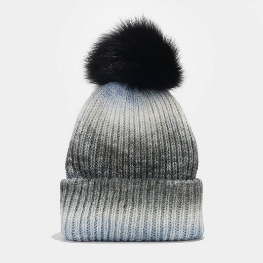 GRADIENT WARM POM POM KNITTED HAT_CWAH1618