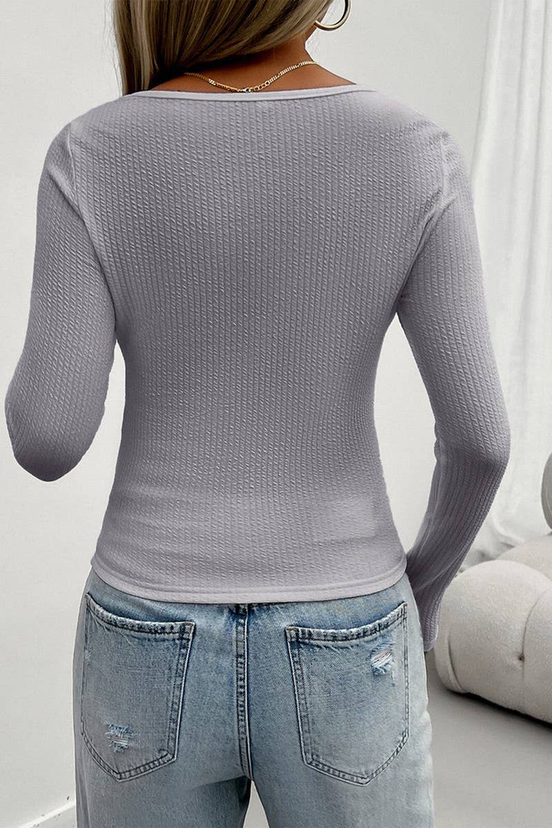 CWTSTL2733_SLIM FIT U-NECK LONG SLEEVE BOTTOMING TOP