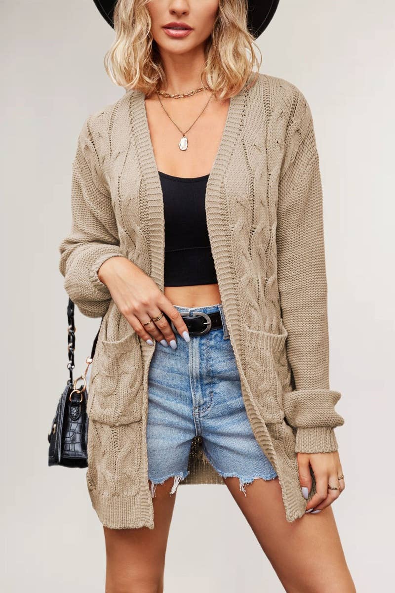 CWOCAL1827_FALL BUTTON-FREE LONG-SLEEVED CARDIGAN