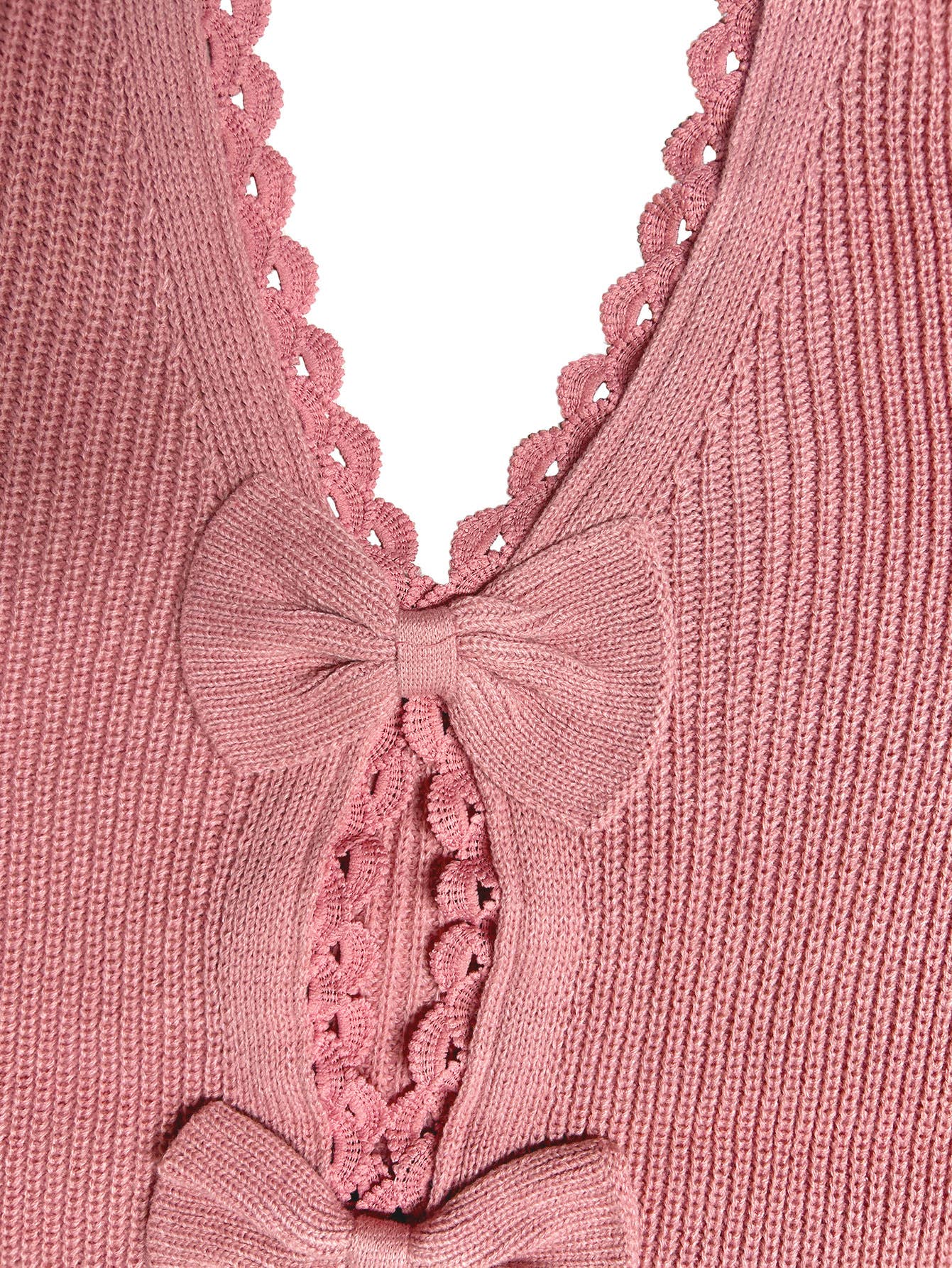 Back bow lace lace hollowed-out knitwear