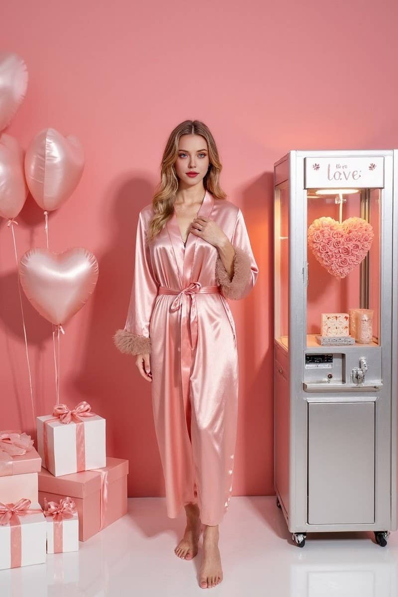 CWSPJ0428_SPLICING MESH LACE LONG SLEEVE NIGHTDRESS