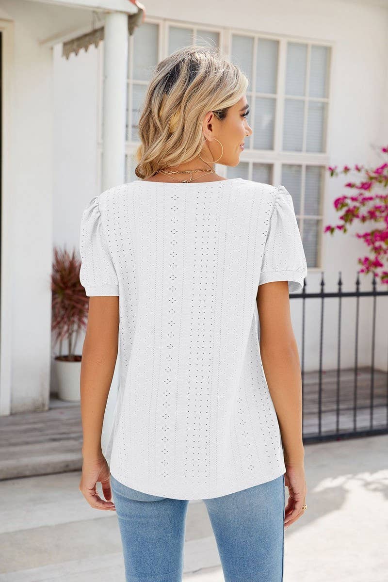 CWTTS0826_Sweetheart Neck Short Sleeve Knit Top