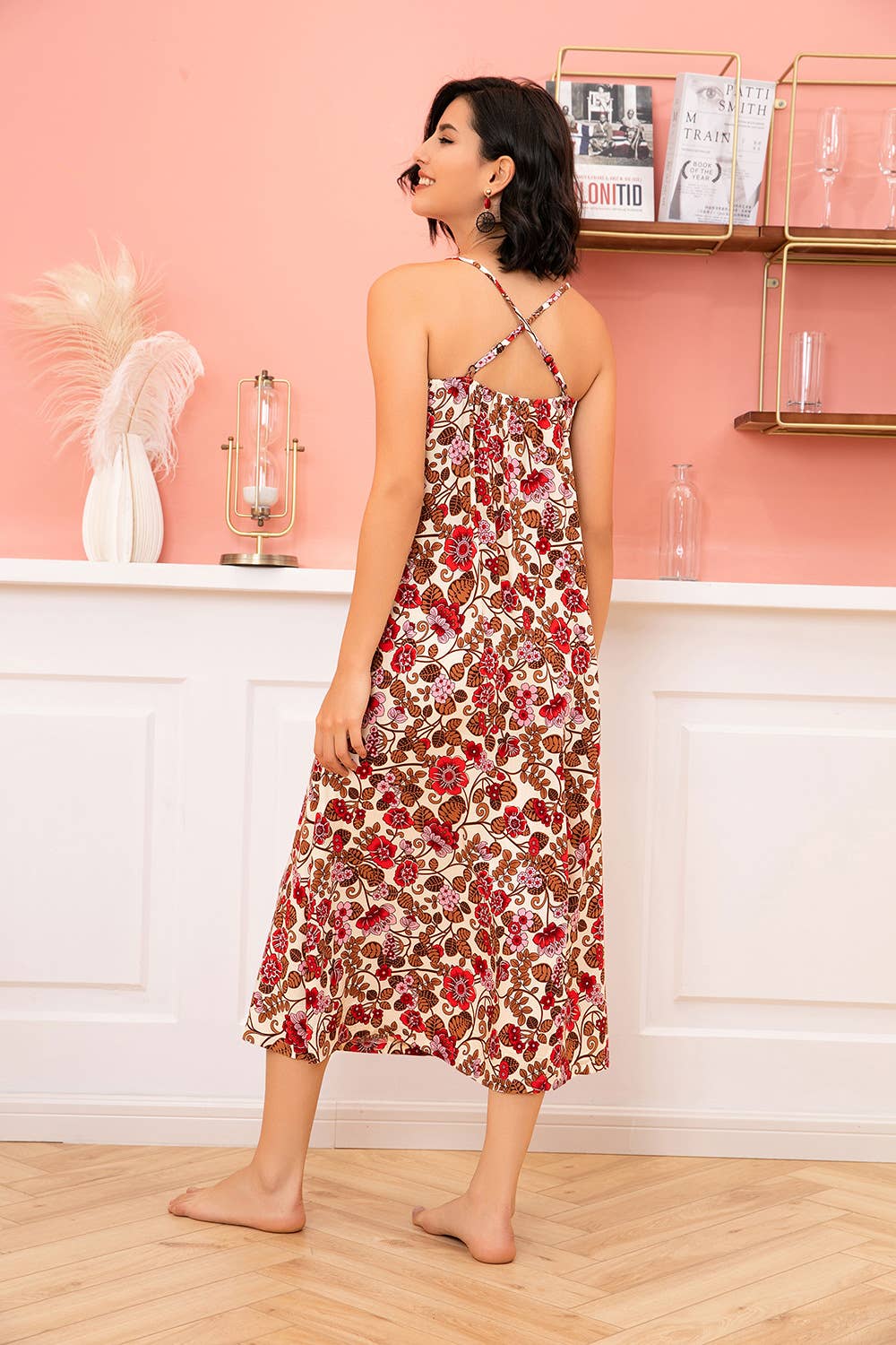COTTON CAMISOLE PRINT LONG NIGHTDRESS