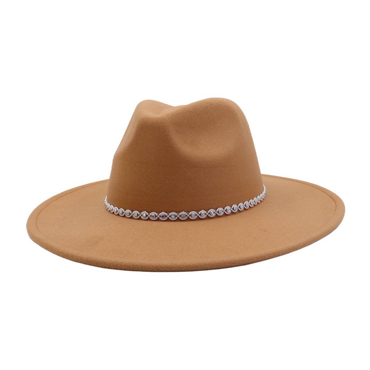 Heart Top Wide Brim Wool Blend Fedora Hat for All_CWAH04389