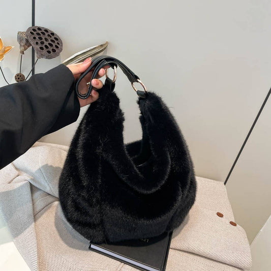 Faux Fur Tote Bag Women Large Shoulder Handbag_CUAB00638