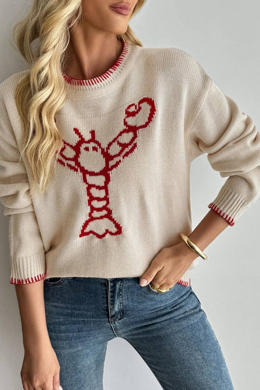 CWOSWL6909_COLORBLOCK ANIMAL GRAPHIC CREWNECK SWEATER