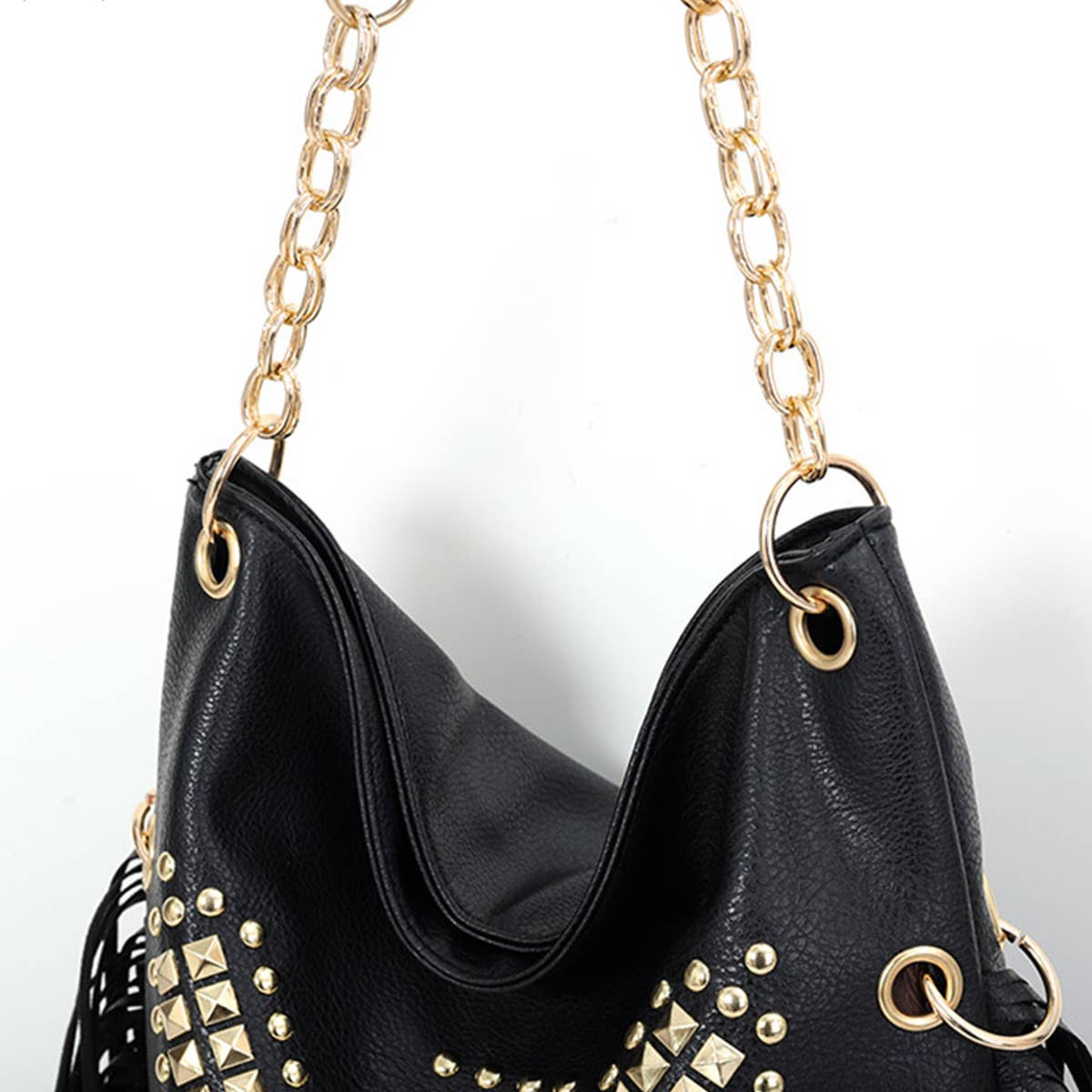 WOMEN RIVET SOFT LEATHER PORTABLE SHOULDER BAG_CWAB0785