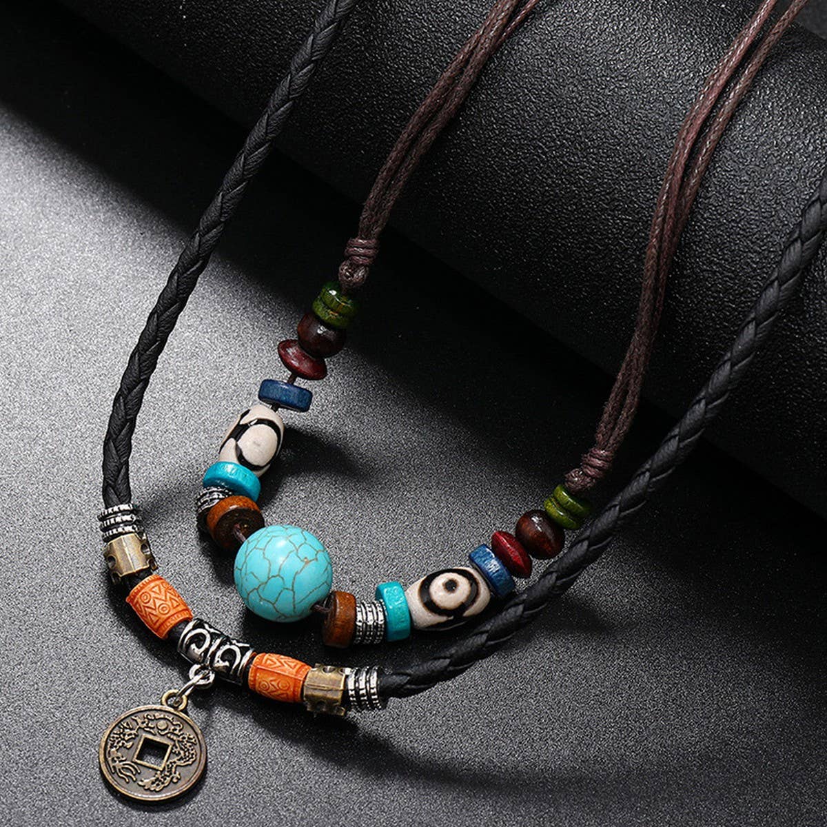 PERSONALIZED BRONZE COIN PENDANT MEN'S NECKLACE_CWMM4578