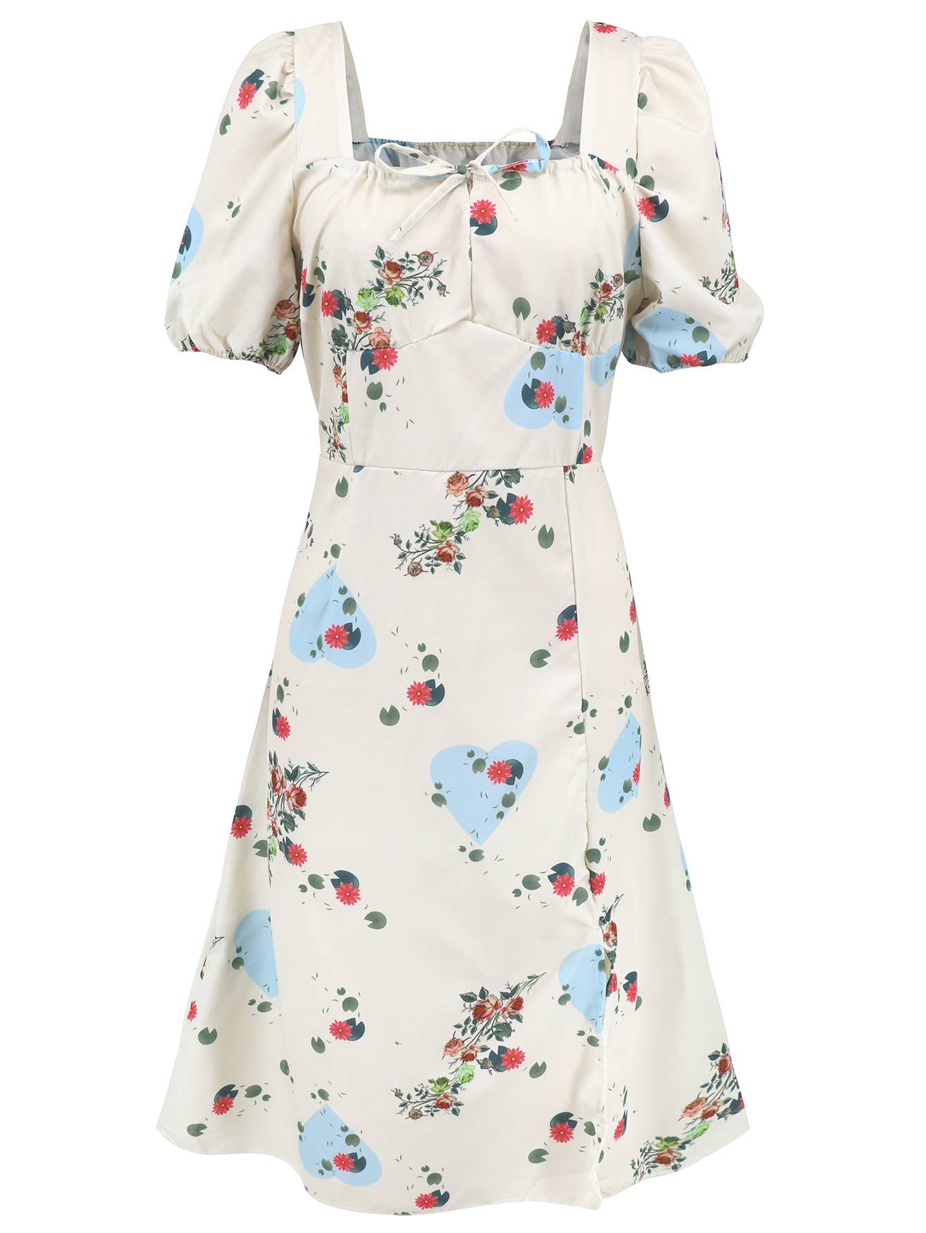 Floral Elegant Lantern Sleeve Dress