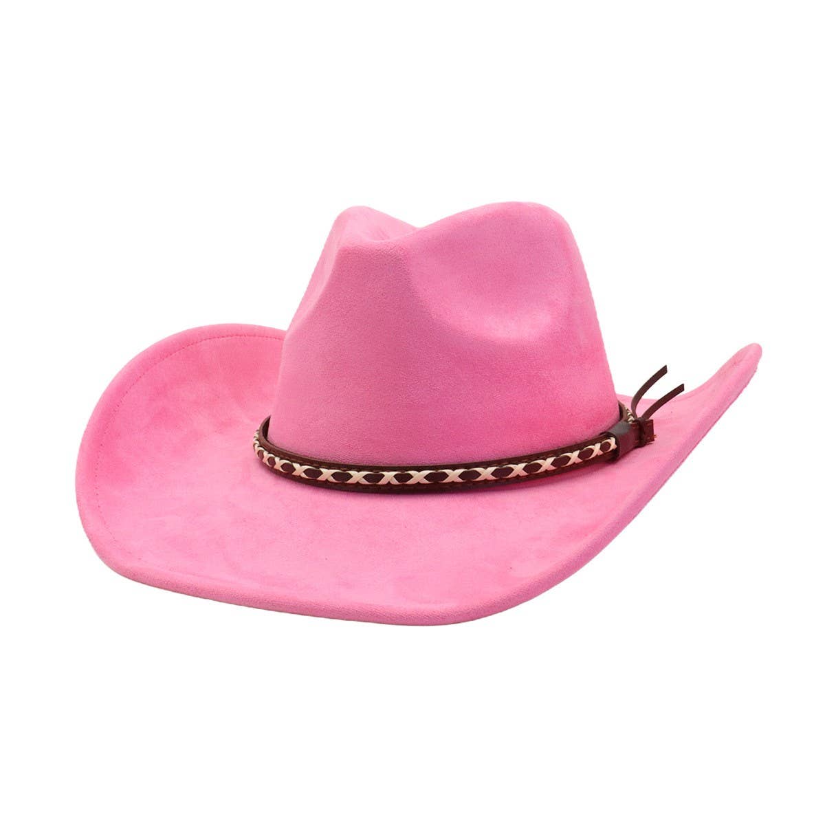 Soft Suede Western Cowboy Fedora Hat Ethnic Style_CWAH04401