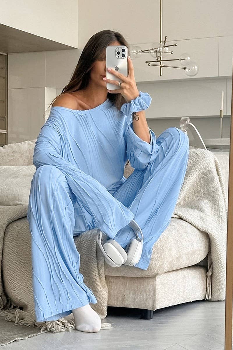 CWSPJ0277_LONG-SLEEVED AND LONG-PANTS PAJAMAS TWO-PIECE SET