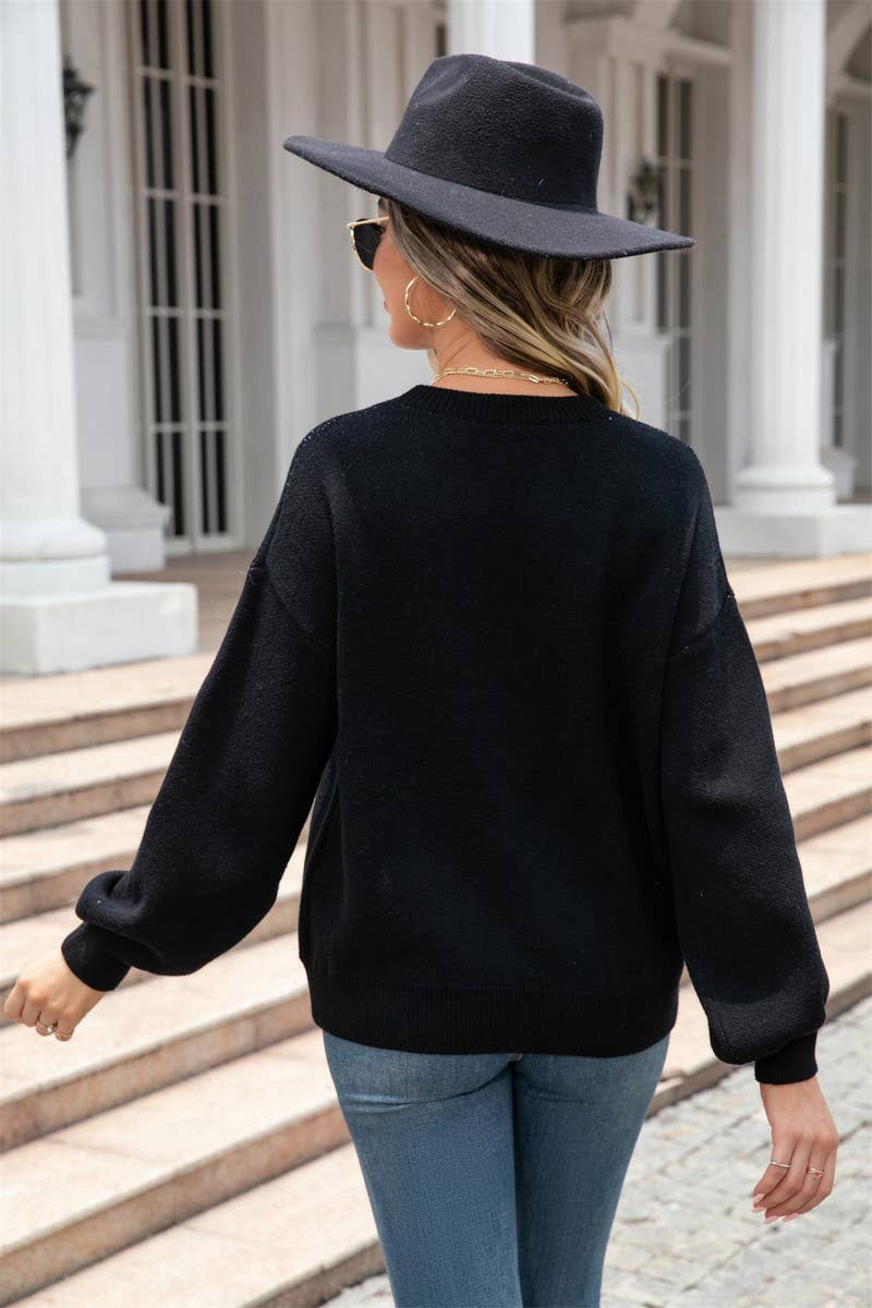 CWOSWL1677_Crew Neck Long Sleeve Pullover Sweater