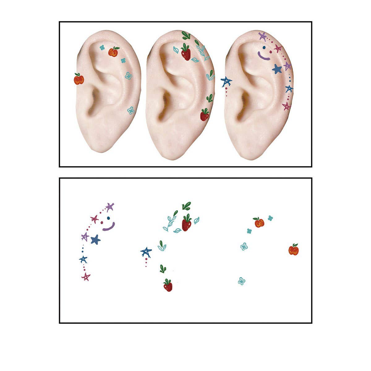 Cute Cartoon Ear Tattoos ? Waterproof Sticker Set