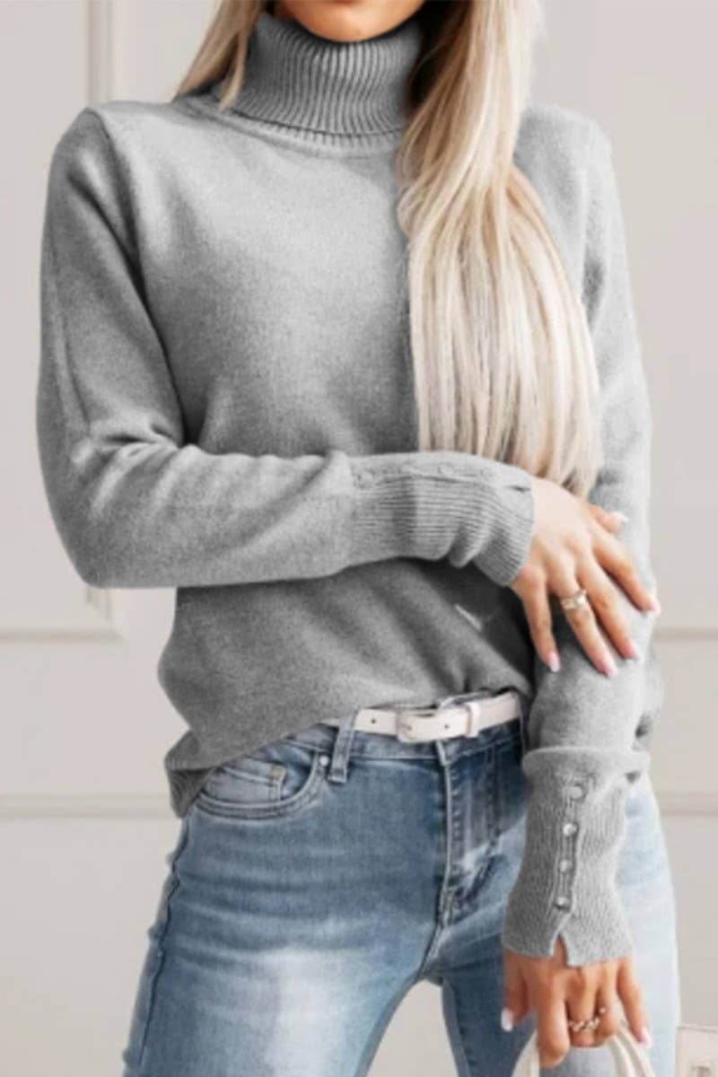 CWOSWL07458_TURTLENECK BUTTON-DOWN PULLOVER SWEATER