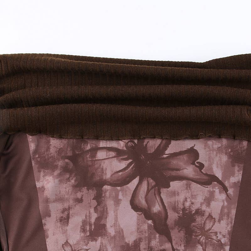 Dark retro printed flared sleeve T-shirt