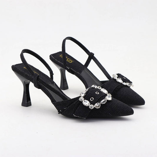 RHINESTONE POINTED TOE STILETTO HIGH HEELS