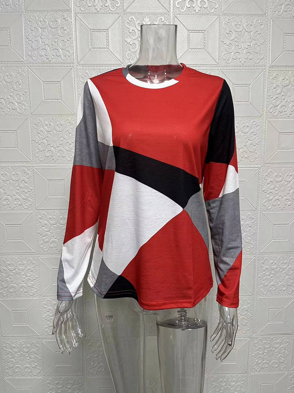 COMFORTABLE GEOMETRIC DESIGN COLOR CONTRAST SHIRT