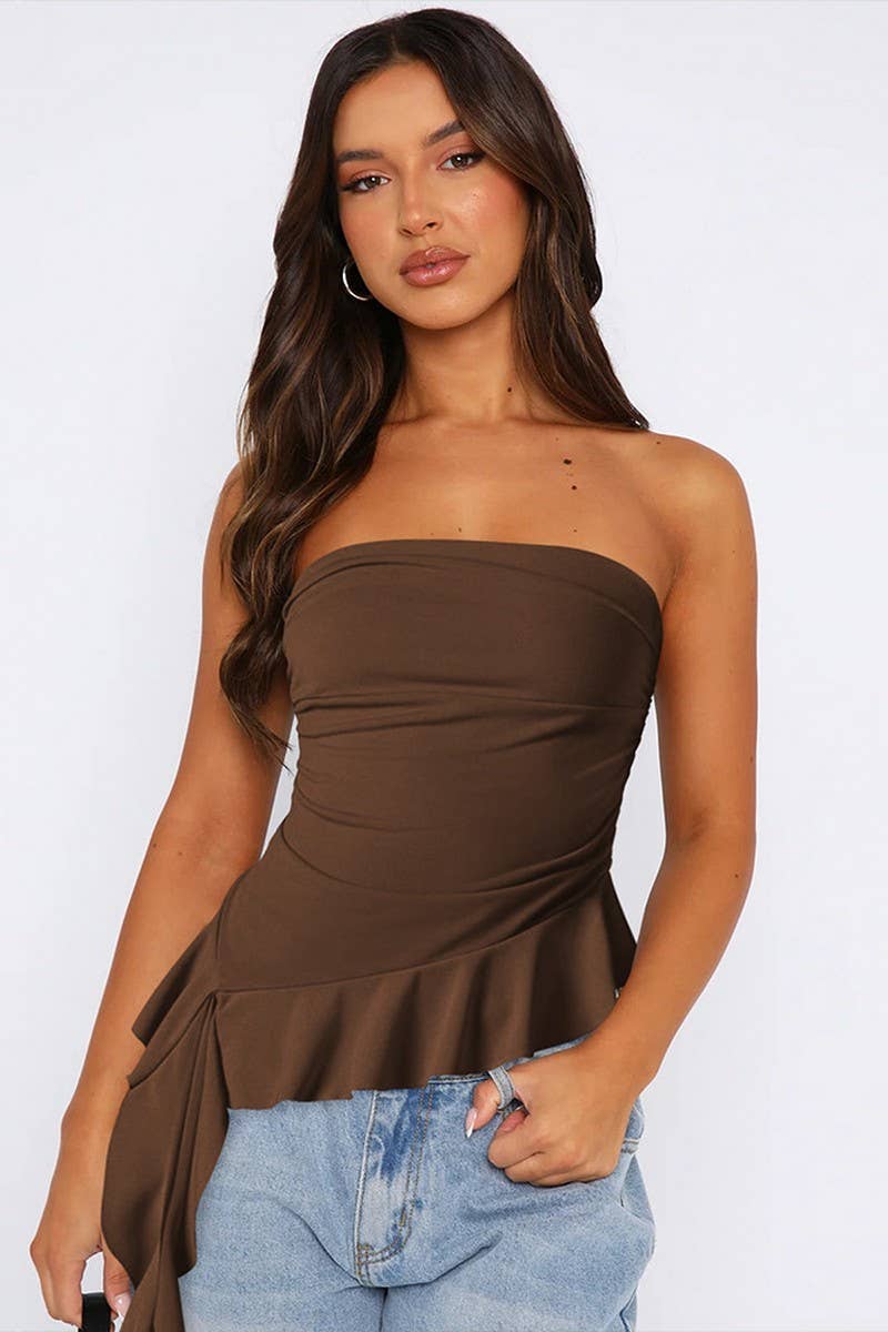 CWTTSL0465_HOT GIRL SLIM FIT TASSEL SEXY TUBE TOP VEST