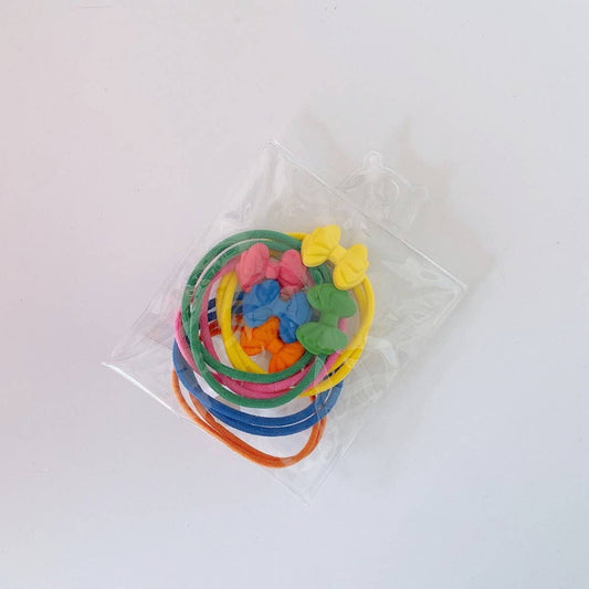 RAINBOW BEAR HEART BOW HAIR TIE_CWAHA1836