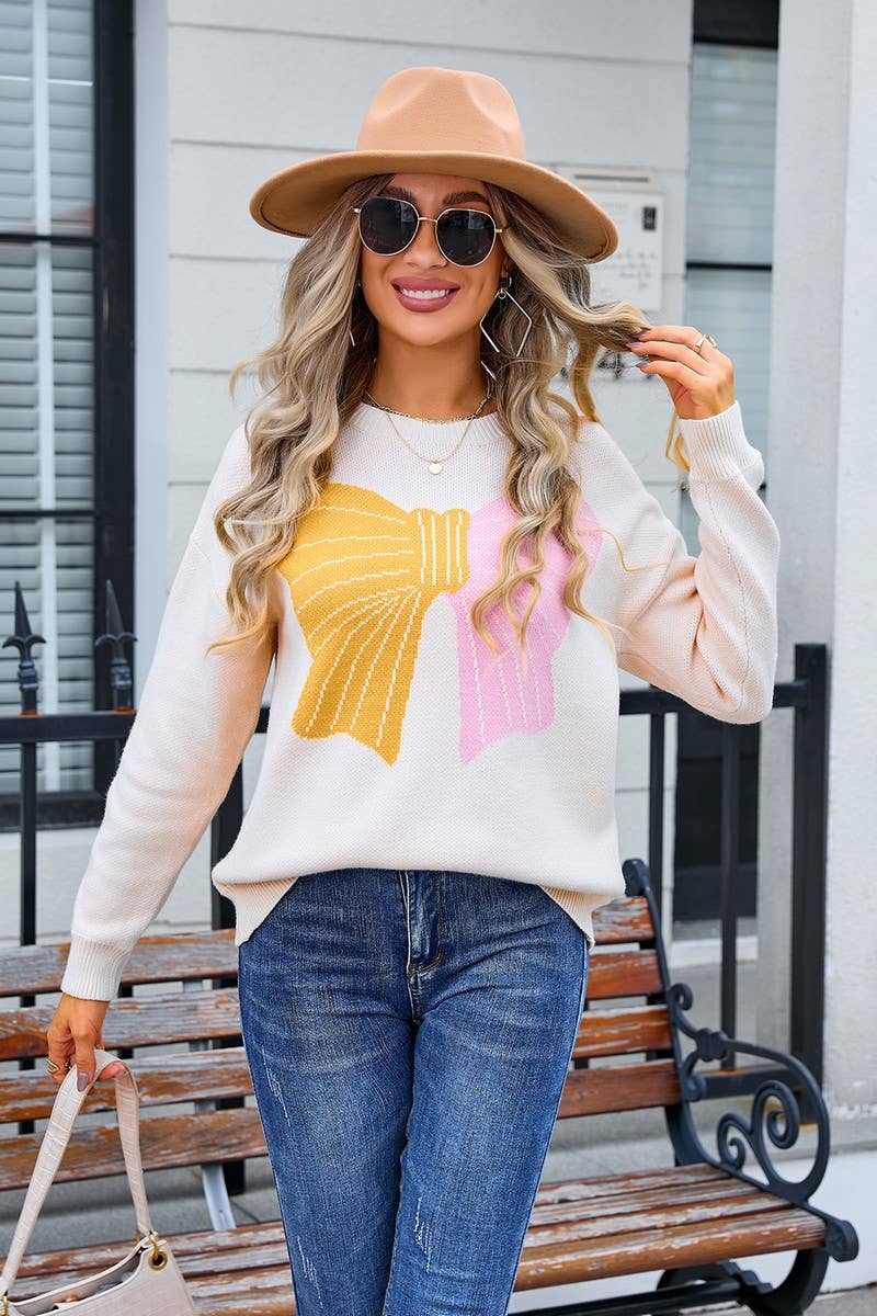 CWOSWL3101_BOW COLORBLOCK PULLOVER SWEATER