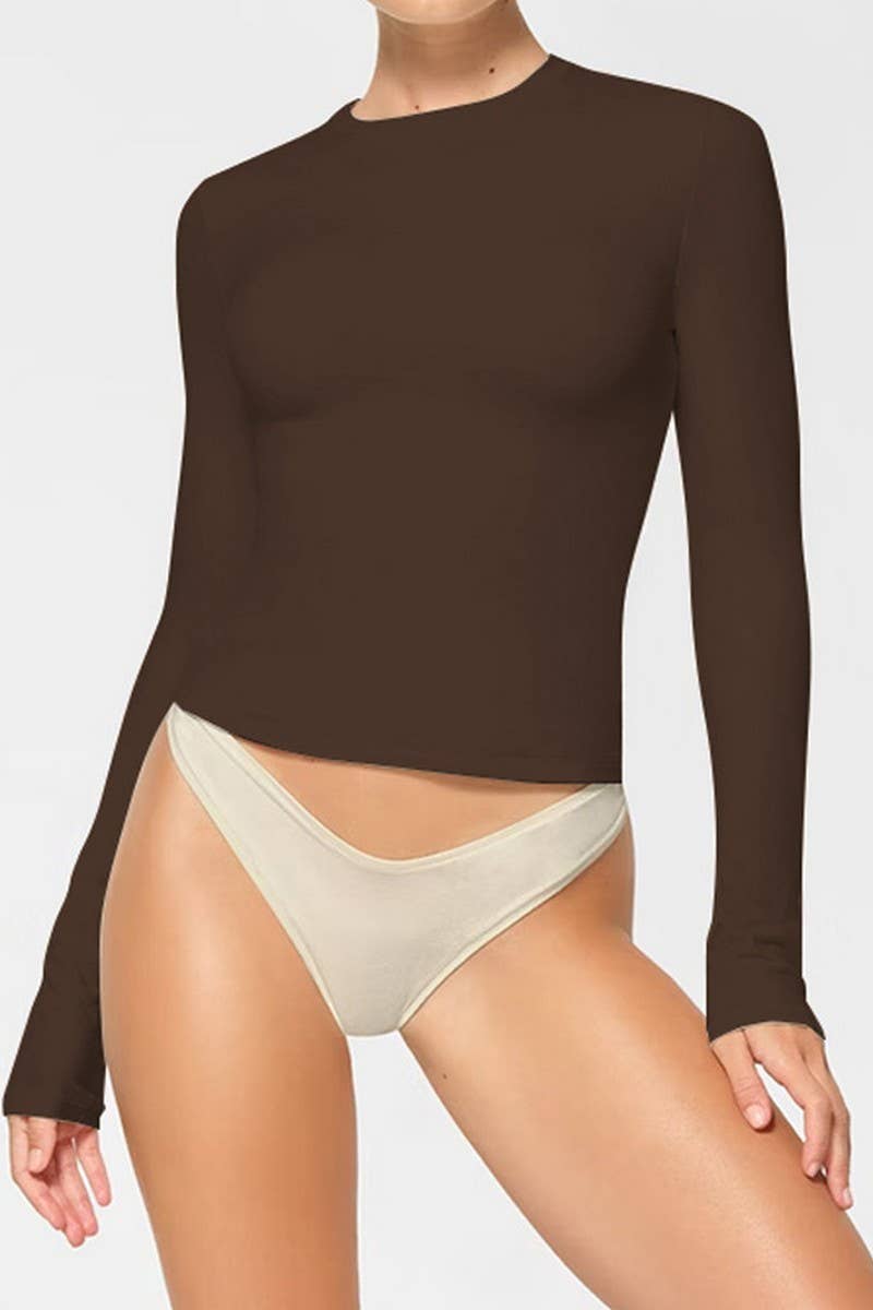 CWTBLL3792_SOLID LONG SLEEVE CREW NECK SLIM FIT TOP